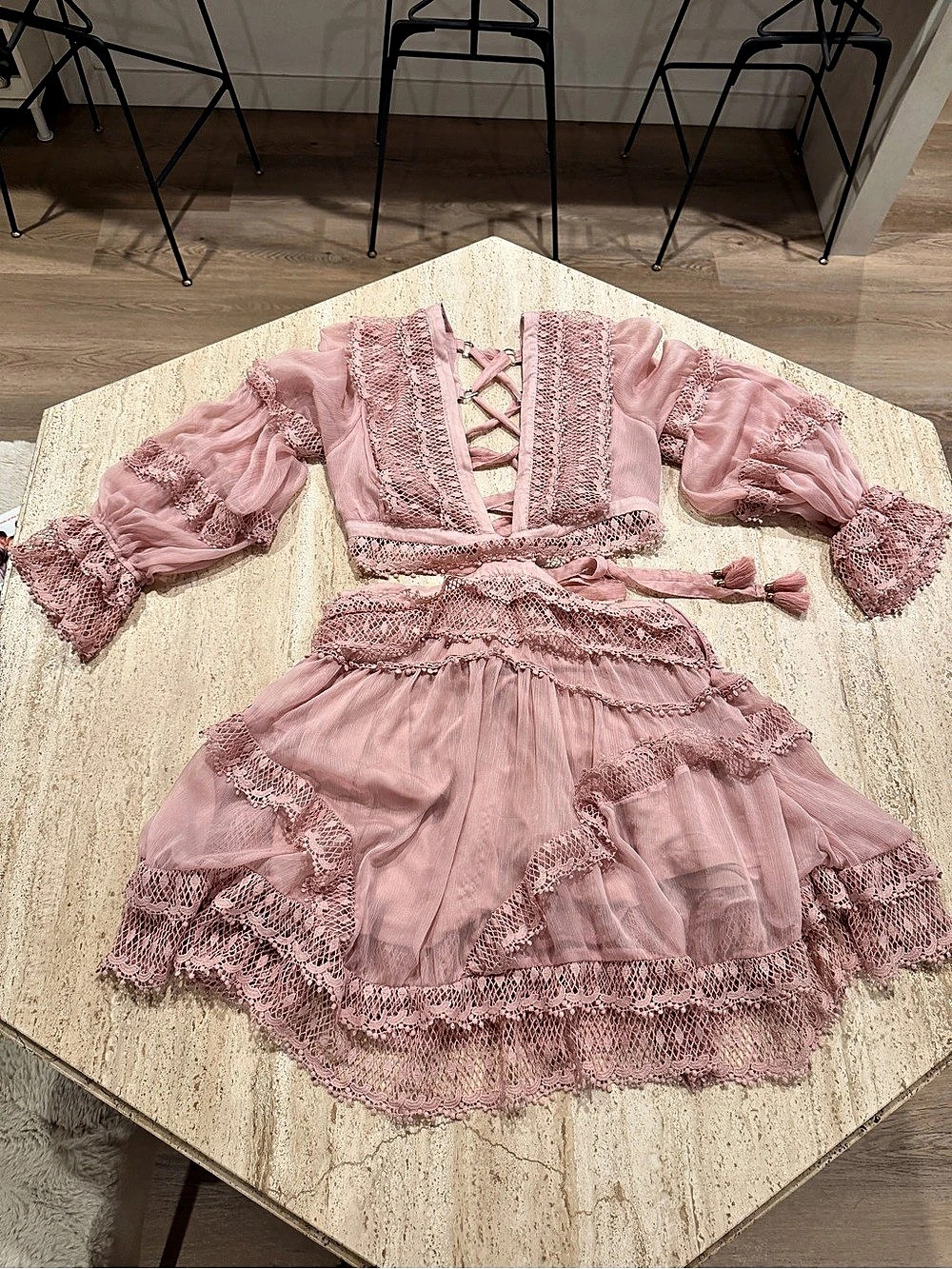 Boho dress in soft pink